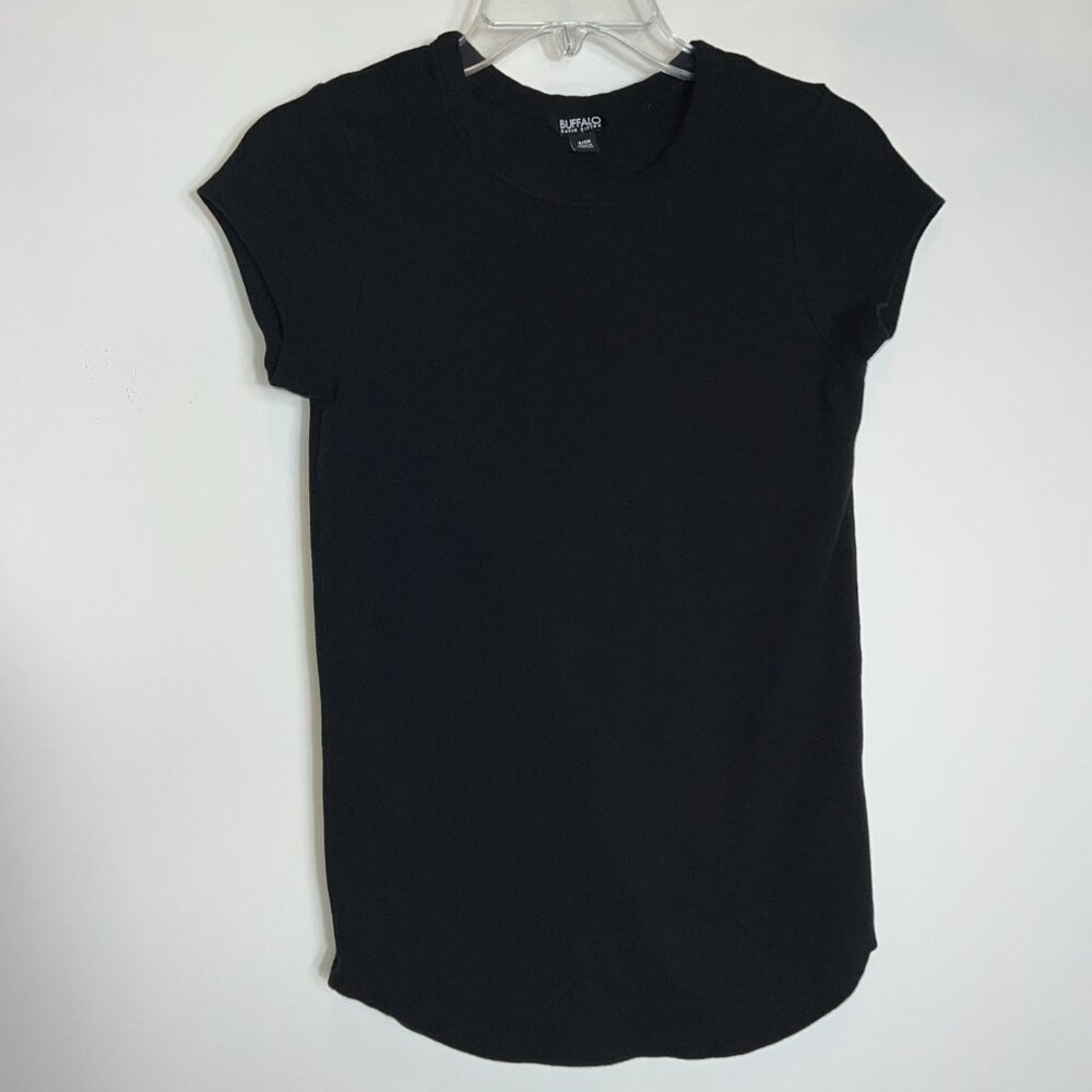 Buffalo By David Bitton Ribbed Black Tee Shirt Women’s Size Small - Picture 1 of 8